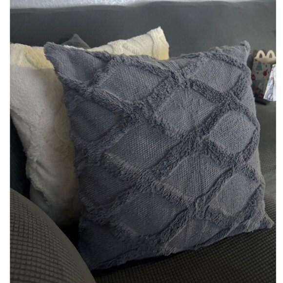 Decorative Pillow Covers Set Gray Soft Accent Couch Farmhouse Cottage Decor 18" - Picture 3 of 7